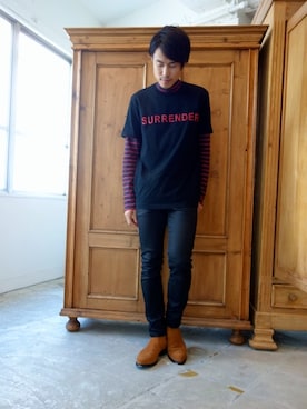 「JOHN LAWRENCE SULLIVAN（ジョンローレンスサリバン）のアイテム（トップス）」を使った、ONEPAIRさん（メンズ・173cm）の秋コーディネート