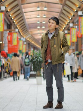 「BLUE BLUE（ブルーブルー）のアイテム（ブルゾン）」を使った、minimoriさん（メンズ・168cm）の冬コーディネート