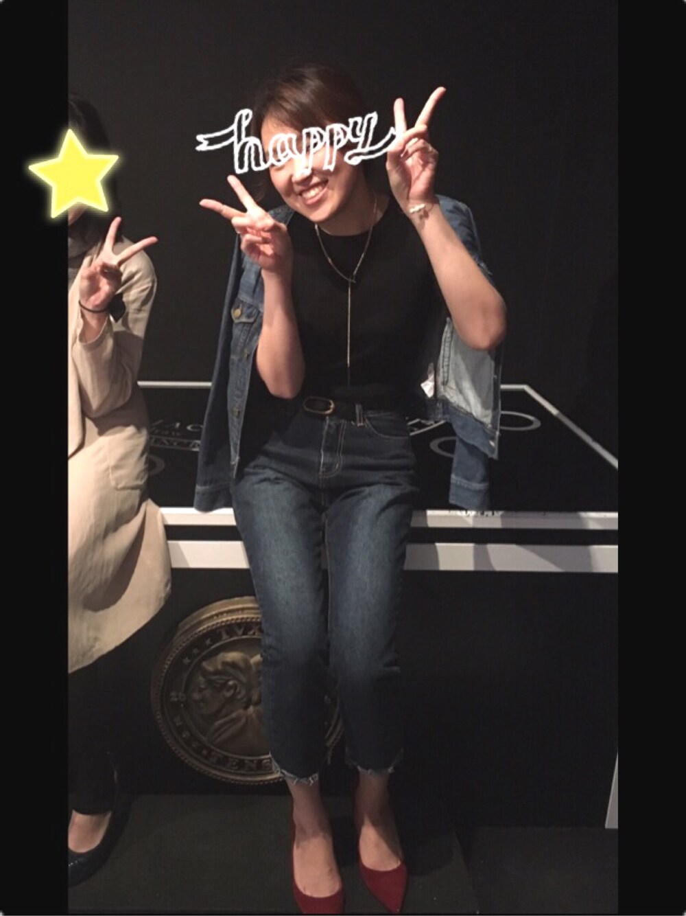 「私服、デニム、ヒール」｜「NANO universeのノーカラーGジャン（デニムジャケット、ブルー系）」を使った、yukiさん（レディース・170cm）の夏コーディネートの1枚目の写真
