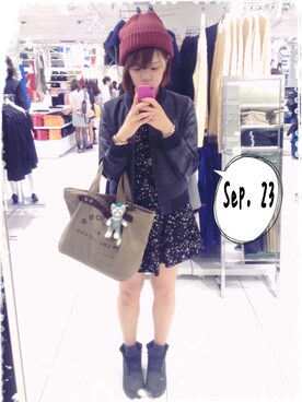 「E hyphen world gallery（イーハイフンワールドギャラリー）のアイテム（ワンピース、ブラック系）」を使った、Ginnyさん（レディース・162cm）の秋コーディネート