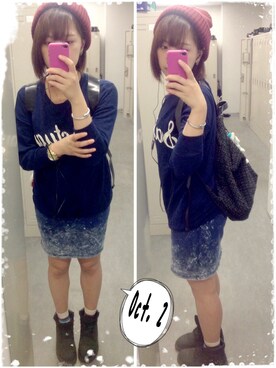 「Timberland（ティンバーランド）のアイテム（その他シューズ、ブラック系）」を使った、Ginnyさん（レディース・162cm）の秋コーディネート