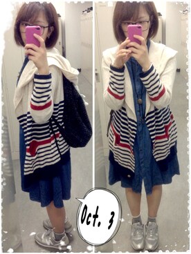 「UNIQLO（ユニクロ）のアイテム（ワンピース、ブルー系）」を使った、Ginnyさん（レディース・162cm）の秋コーディネート