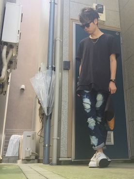 「SHAREEF（シャリーフ）のアイテム（バッグ）」を使った、yamaさん（メンズ・178cm）の夏コーディネート