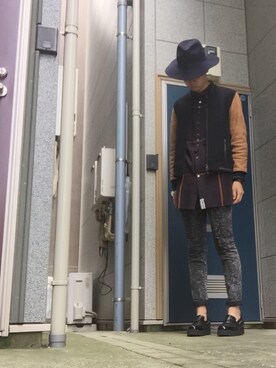 「SHAREEF（シャリーフ）のアイテム（スタジャン）」を使った、yamaさん（メンズ・178cm）の秋コーディネート