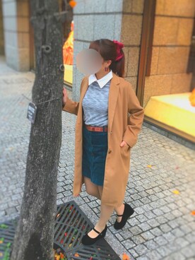 「みどり」｜「アイテム（チェスターコート）」を使った、だいももさん（レディース・160cm）の秋コーディネート