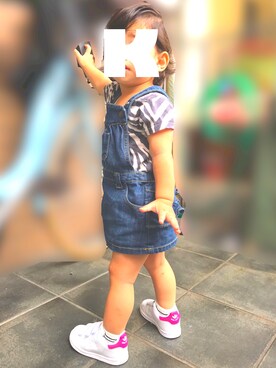 「babyGAP（babyGAP）のアイテム（ニット/セーター、ブラック系）」を使った、Kiiさん（キッズ・80cm）の秋コーディネート