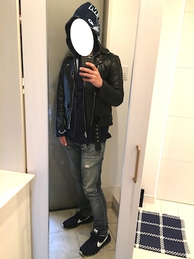 「NEIL BARRETT（ニールバレット）のアイテム（デニムパンツ）」を使った、hamkichiさん（メンズ・180cm）の春コーディネート