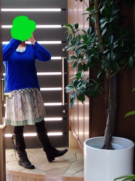 「花柄 スカート」｜「アイテム（ブーツ）」を使った、あいんさん（レディース・161cm）の冬コーディネート