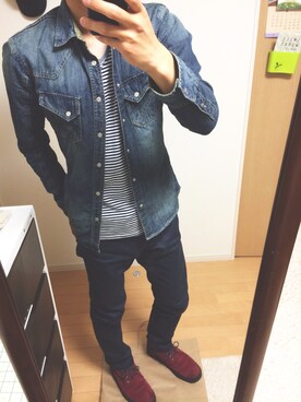 「MK MICHEL KLEIN HOMME （エムケーミッシェルクランオム）のアイテム（デニムジャケット）」を使った、AkitoOさん（メンズ・170cm）の春コーディネート