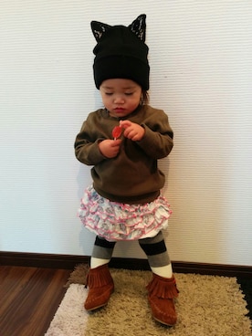 「fafa（フェフェ）のアイテム（パンツ）」を使った、ちゃるrinさん（キッズ・100cm）の秋コーディネート