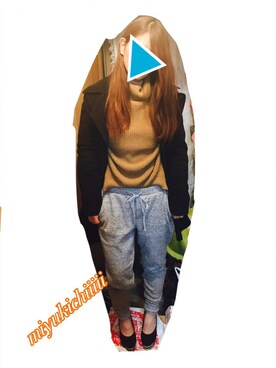 「スウエットパンツ」｜「アイテム（チェスターコート）」を使った、miyukichiiiii🐱さん（レディース・156cm）の冬コーディネート