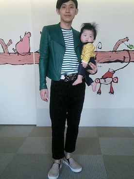 「もも子（ママ＆ベビー、イエロー系）」を使った、span!マコトさん（メンズ・164cm）の春コーディネート