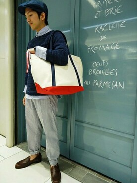 「EDIFICE（エディフィス）のアイテム（キャスケット）」を使った、417ｂｙEDIFICE横浜ポルタ店スタッフ1さん（メンズ・168cm）の春コーディネート