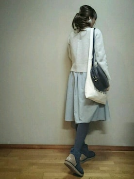 「TODAYFUL（トゥデイフル）のVintageトートバッグ（トートバッグ）」を使った、Momyさん（レディース・167cm）の冬コーディネート