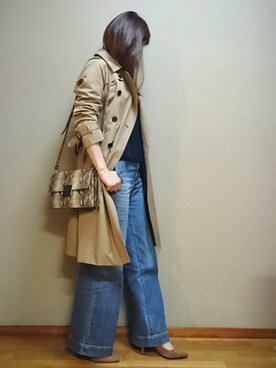 「HYKE」｜「アイテム（トレンチコート）」を使った、Momyさん（レディース・167cm）の春コーディネート