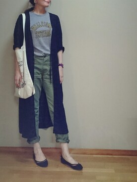 「TODAYFUL（トゥデイフル）のVintageトートバッグ（トートバッグ）」を使った、Momyさん（レディース・167cm）の夏コーディネート