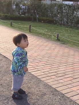 「アイテム（ナイロンジャケット）」を使った、はるぴさん（キッズ・80cm）の冬コーディネート