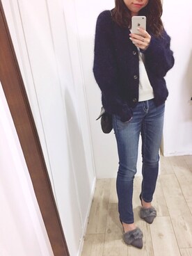 「moussy」｜「アイテム（ノーカラージャケット）」を使った、harukiさん（レディース・154cm）の秋コーディネート
