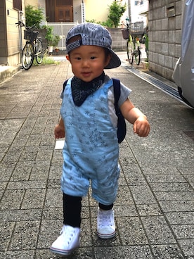 「OLD NAVY（オールドネイビー）のアイテム（オールインワン・サロペット）」を使った、たぁくんさん（メンズ・180cm）の夏コーディネート
