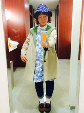 「グラニフ」｜「アイテム（その他アウター）」を使った、ぴーなさん（レディース・157cm）の春コーディネート