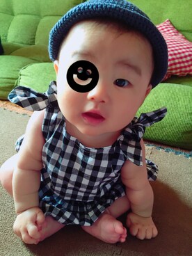 「アイテム（ロンパース、ブラック系）」を使った、☺︎zuku☺︎さん（キッズ・70cm）の春コーディネート