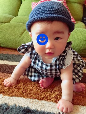 「アイテム（ロンパース、ブラック系）」を使った、☺︎zuku☺︎さん（キッズ・70cm）の春コーディネート