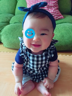 「アイテム（ロンパース、ブラック系）」を使った、☺︎zuku☺︎さん（キッズ・70cm）の春コーディネート