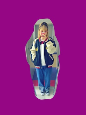 「バラ柄」｜「アイテム（スウェット）」を使った、mさん（レディース・155cm）の冬コーディネート