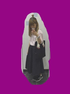 mさんの「【2016Spring】《スキスカ!》ドットミモレスカート」を使ったコーディネート