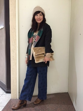 「#チェック」｜「アイテム（その他アウター）」を使った、omikaさん（レディース・169cm）の秋コーディネート