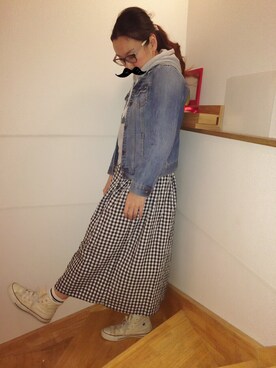 「Abercrombie&Fitch（アバークロンビーアンドフィッチ）のアイテム（デニムジャケット）」を使った、chiiikoさん（レディース・156cm）の秋コーディネート