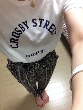 「FOREVER 21（フォーエバー トゥエンティーワン）のアイテム（その他パンツ、ブラック系）」を使った、mikaさん（レディース・159cm）の夏コーディネート