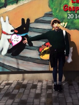 「American Apparel（アメリカンアパレル）のアイテム（ニット/セーター、グリーン系）」を使った、mikaさん（レディース・159cm）の秋コーディネート
