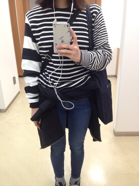 「American Apparel（アメリカンアパレル）のアイテム（ニット/セーター、ブラック系）」を使った、mikaさん（レディース・159cm）の秋コーディネート
