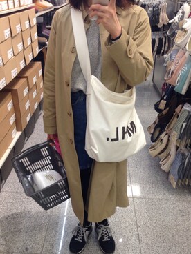 「Steven Alan（スティーブンアラン）のアイテム（ステンカラーコート）」を使った、mikaさん（レディース・158cm）の冬コーディネート