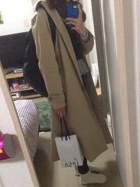 「Steven Alan（スティーブンアラン）のアイテム（ステンカラーコート）」を使った、mikaさん（レディース・158cm）の冬コーディネート