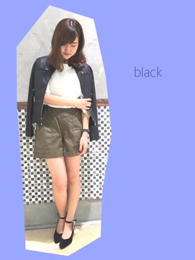 「179/WG NICOLE CLUB（イチナナキュウ/ダブルジー）のアイテム（ライダースジャケット）」を使った、honokaさん（レディース・163cm）の秋コーディネート
