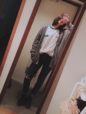 「OLD NAVY（オールドネイビー）のアイテム（デニムパンツ、ブルー系）」を使った、いのいのさん（レディース・159cm）の春コーディネート