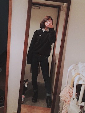 「UNIQLO（ユニクロ）のWOMEN スーピマコットンストレッチシャツ（長袖）（シャツ/ブラウス、ホワイト系）」を使った、いのいのさん（レディース・159cm）の春コーディネート