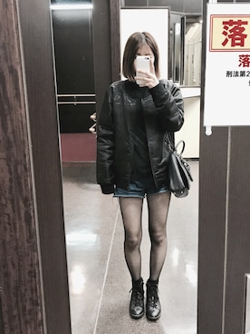 「(me)のアイテム（ナイロンジャケット、ブラック系）」を使った、いのいのさん（レディース・159cm）の秋コーディネート