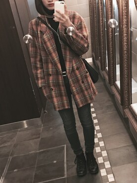 「VINTAGE（ヴィンテージ）のアイテム（ニット/セーター、ブラック系）」を使った、いのいのさん（レディース・159cm）の秋コーディネート