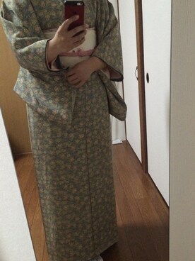 「アイテム（浴衣、グリーン系）」を使った、セリさん（レディース・159cm）の秋コーディネート