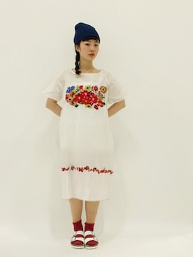 「45R（フォーティファイブアール）のアイテム（ワンピース/ドレス）」を使った、クボヤさん（レディース・157cm）の春コーディネート