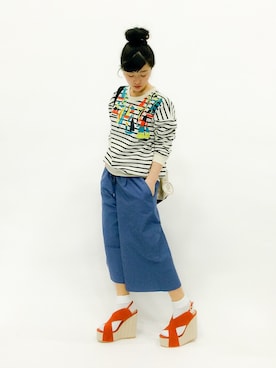 「PETIT BATEAU（プチバトー）のアイテム（その他トップス）」を使った、クボヤさん（レディース・157cm）の春コーディネート