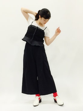「キャミソール」｜クボヤさん（レディース・157cm）の春コーディネート