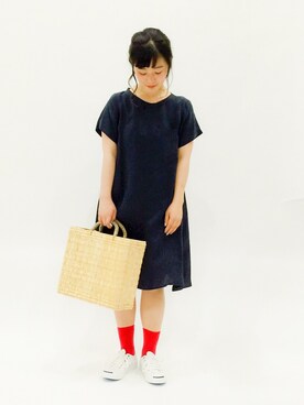 「HELIOPOLE（エリオポール）のアイテム（ワンピース/ドレス）」を使った、クボヤさん（レディース・157cm）の春コーディネート