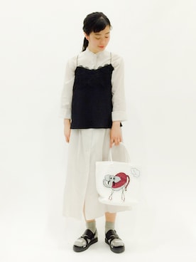 「キャミソール」｜クボヤさん（レディース・157cm）の春コーディネート