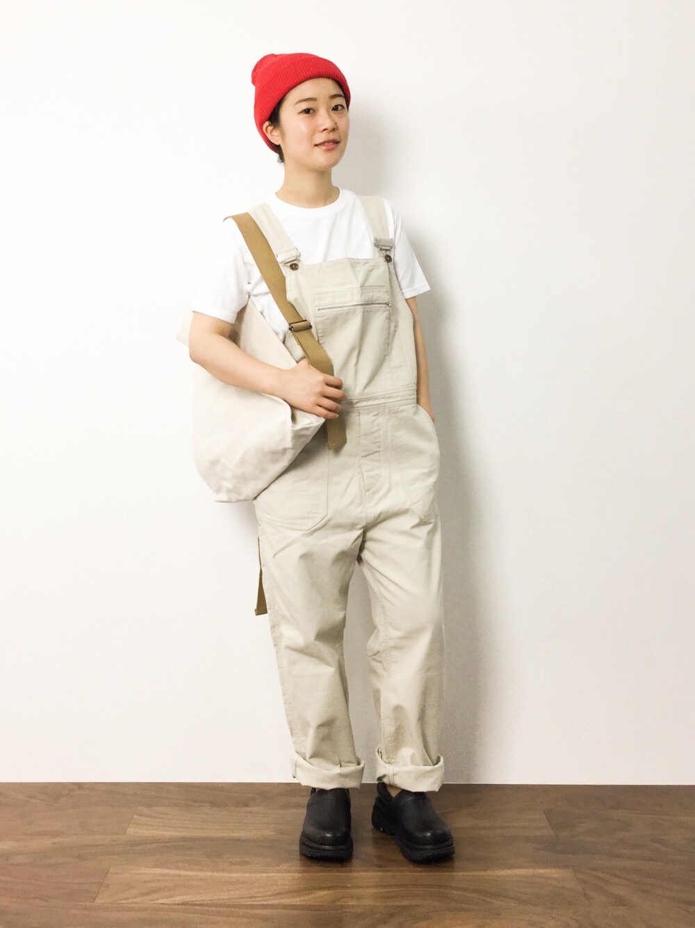 「バックパック、ニット帽、オーバーオール、MHL.、ラフ、zucca、ZOZO夏セール2015」｜「BEAMS BOYのFRUIT OF THE LOOM×BEAMS BOY / 2pcs-T（Tシャツ/カットソー、その他）」を使った、クボヤさん（レディース・157cm）の夏コーディネートの1枚目の写真