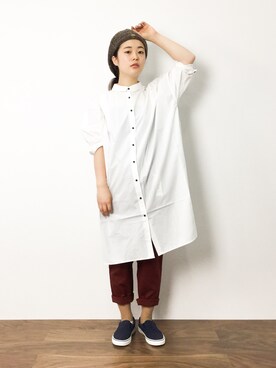 「9*4（ナインバンフォー）のアイテム」を使った、クボヤさん（レディース・157cm）の夏コーディネート