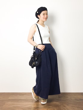 「Anisha（アニーシャ）のアイテム」を使った、クボヤさん（レディース・157cm）の夏コーディネート